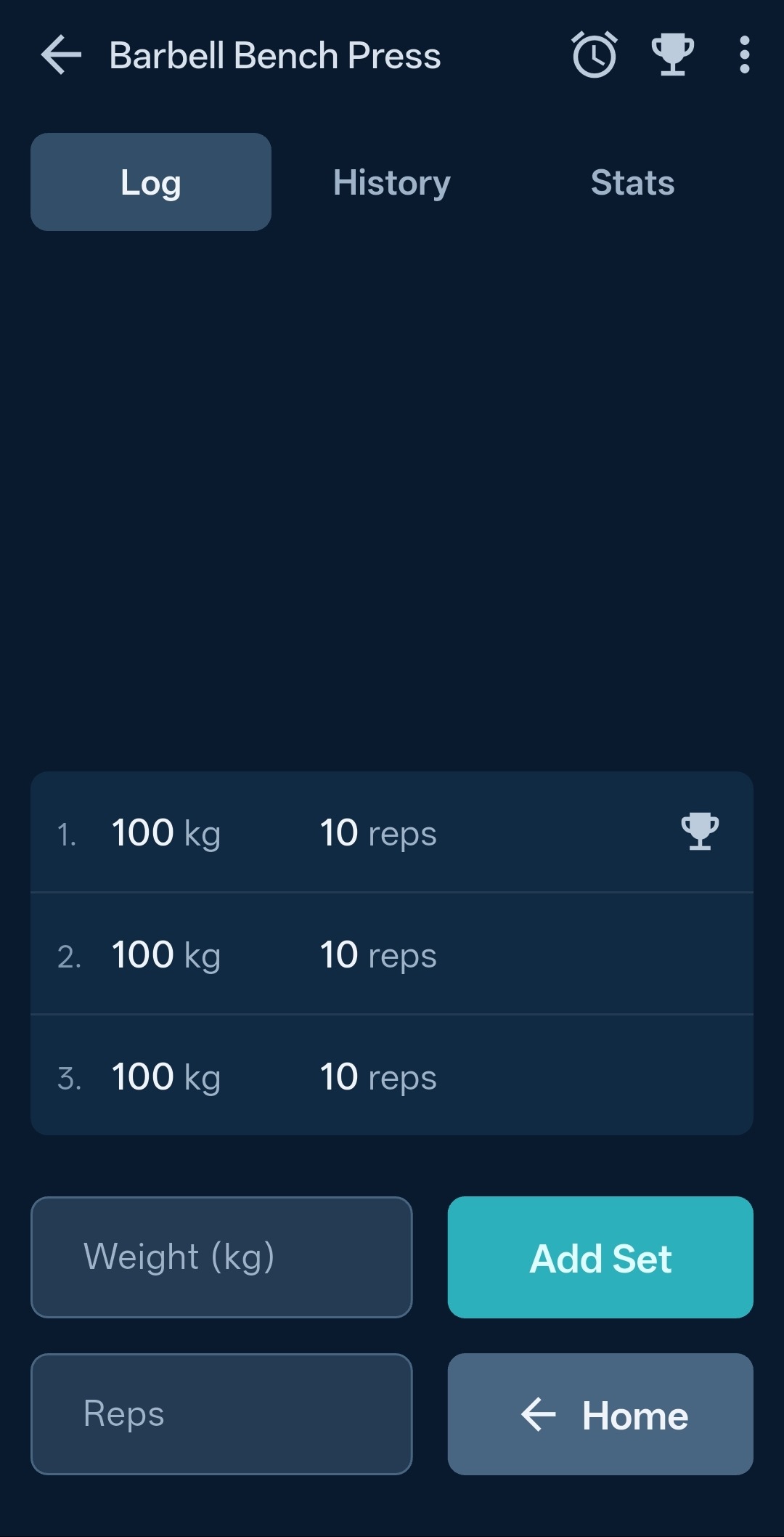 Log the Full Session GymSet screenshot